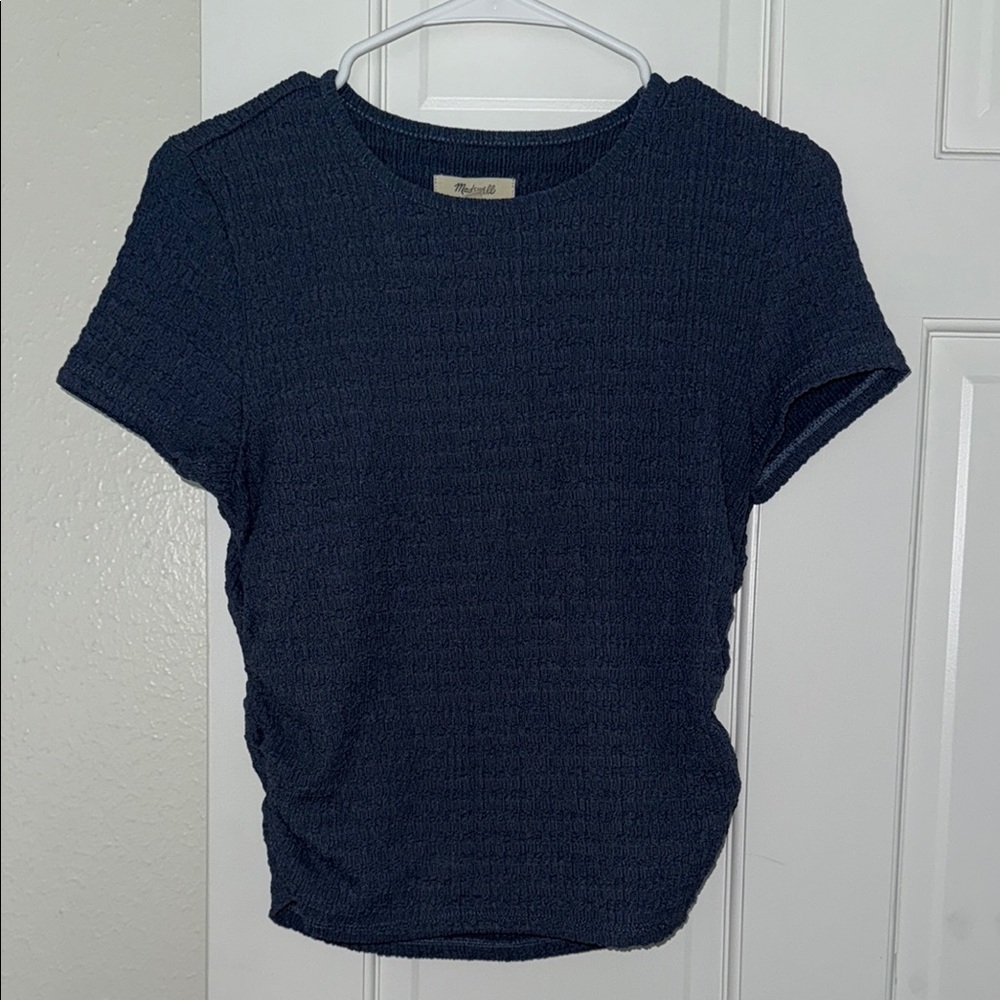 Madewell Blue Fitted Ribbed Short Sleeve Tee